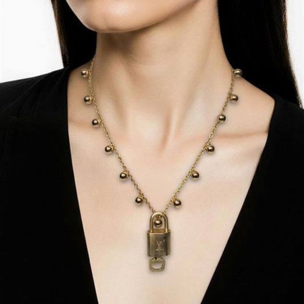 Gold-Plated Necklace with Authentic Louis Vuitton Padlock